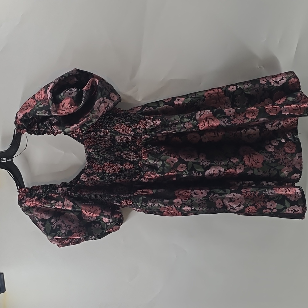 ARULA Black Smocked Dress with Subtle Pink-Green Trim - Picture 8 of 8